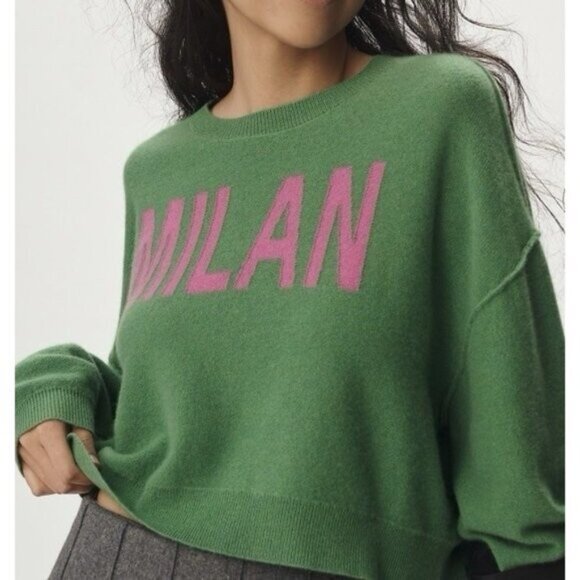 NWT Size XL -  Anthropologie 100% Cashmere Milan Sweater in Green (NWT US$ 180) - Picture 1 of 16